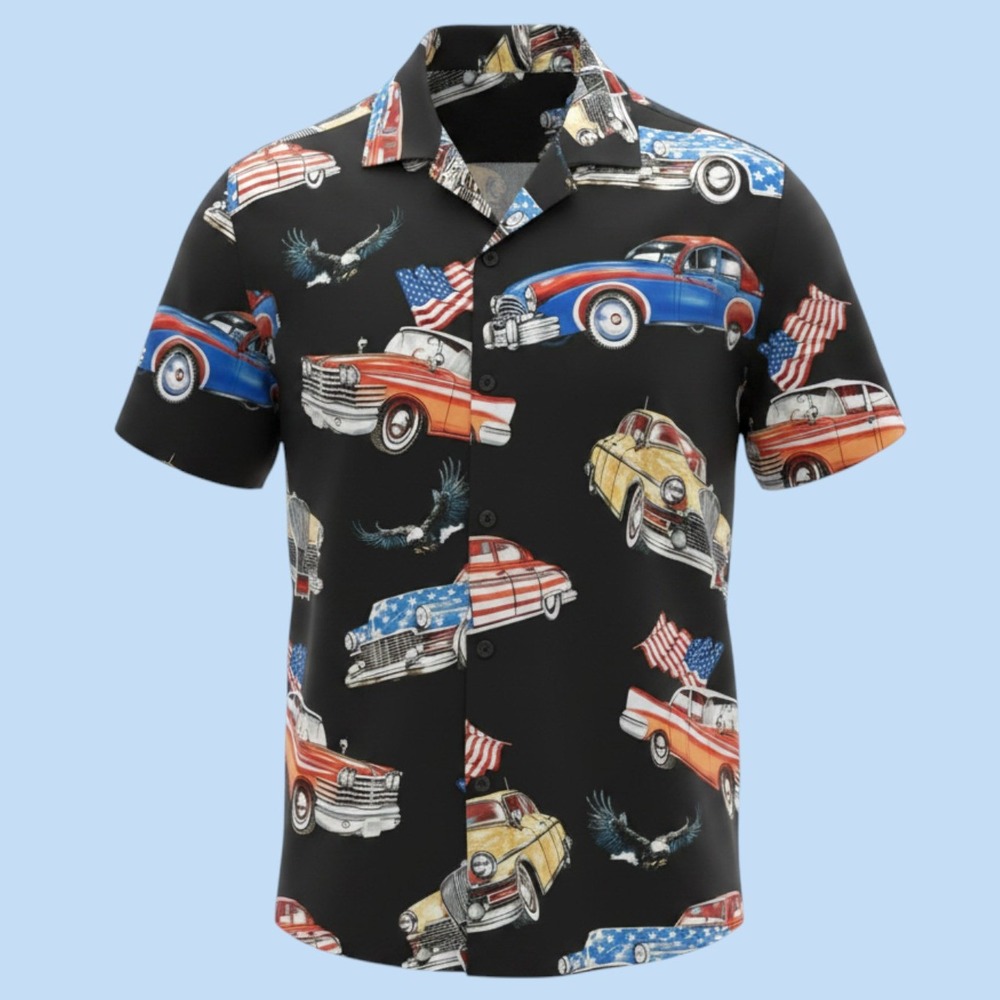 New Classic Car Hot Rod Ford Chevy Route 66 Men's (S) shirt forever 21 patriotic